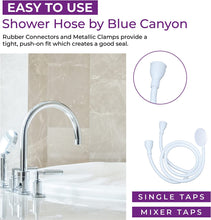 Blue Canyon Vector Double Tap Shower Spray Bathroom Accessory Premium Shower Attachment for Bath taps Push-on-Fitting Suitable for Round & Oval Taps Shower Head for Bathroom ~1.5 Meters (White)