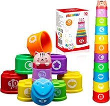 MOONTOY Baby Stacking Cups,11pcs Toddler Stacking Toys for 1 Year Old Boy & Girl, Infant Stackable Bath Toys with Numbers, Letters, Patterns, Development Educational Toys Gifts for 1 2 3 Years Old