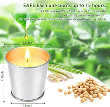 Citronella Candles Indoor Outdoor SUPERSUN 12 Packs Lemongrass Candles with Natural Soy Wax Essential Oil : 120-180 Hours Long Burning Time Outside Portable Iron Bucket for Patio/ Balcony/ Camping