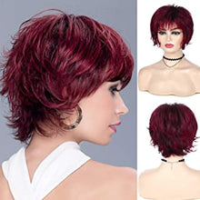 Wine Red Wig Short Layered Pixie Cut Hair Wigs for Women Synthetic Cosplay Bangs Wig Female Wig Halloween Custome Party Beweig