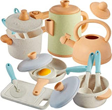 BUYGER Kitchen Pretend Role Play Toy Playset, Cookware Pot and Pan Set Kitchen Cooking Accessories Gift for 3 4 5 Years Old Kids Girls Boys Toddler