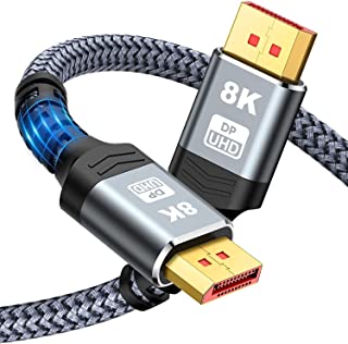 Displayport cable 1.4, Snowkids 8K DP cable 2m, DP 1.4 (8K@60Hz, 4K@144Hz, 1080P@240Hz) High Speed 32.4Gbps,UHD 7680x4320, HDR10, HBR3, HDCP 2.2, FreeSync G-Sync for Gaming Monitor 3090 Graphics PC