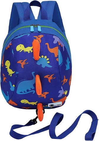 DD Toddler Boys Girls Kids Dinosaur Backpack, Cartoon Safety Anti-Lost Strap Rucksack with Reins