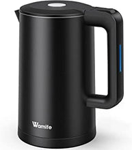 Wamife Electric Kettle, 1.7L Double Wall Cool Touch Cordless Water Kettle, Stainless Steel Electric Kettle, 2200W Quick Boil Kettle, LED Indicator, Anti-Scalding, Auto-shut off, Boil-Dry Protection