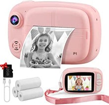 Misilmp Kids Instant Camera, Kids Digital Print Camera with 3.5 Inch Children Cameras, Zero Ink Print Paper & 32G TF Card,1080P Video Photo Recorder 3 in 1 Kids Gift for Girls Boys Ages 3-14 (Pink)