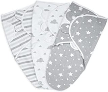 ikads Baby Swaddle Blanket 0-3 Months - 100% Breathable Organic Cotton Fabric - Baby Swaddle Wrap for New Born - Pack of 3 Baby Swaddles for Newborn with Hooks & Loop (Grey)