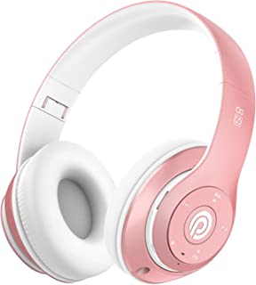 Prtukyt Wireless Headphones Over Ear, [52 Hrs Playtime] Bluetooth Headphones, 6EQ Modes, Foldable Bluetooth Headset Built-in Mic, Soft Memory Earmuffs (Pink)