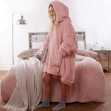 Sienna Hoodie Blanket Ultra Soft Sherpa Fleece Warm Comfy Cosy Oversized Wearable Giant Sweatshirt Throw for Women Girls Adults Men Boys Kids Big Pocket - Blush Pink