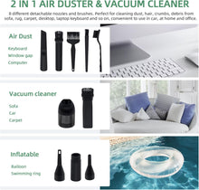 Mcbazel 2 in 1 Compressed Air Duster with Vacuum Cup,Electric Air Cleaner Blower,Mini Handheld Vacuum Cleaner with Power Display/25000/37000/51000rpm Speed for Dust Cleaner/Computer Cleaner/Car/Sofa