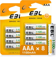 EBL AAA Rechargeable Batteries 1100mAh Ready2Charge Triple A NiMH Battery, Retail Pacakge - 8 Packs