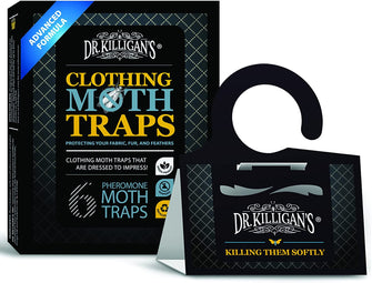 Dr. Killigan's Premium Clothing Moth Traps with Pheromones Prime  Non-Toxic Clothes Moth Trap with Lure for Closets & Carpet  Moth Treatment & Prevention  Case Making & Web Spinning (Black)