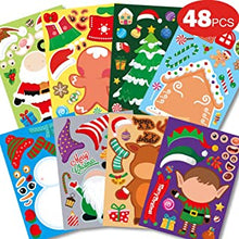 NDLT 48 Sheets Christmas DIY Stickers for Kids, Christmas Party Games Stickers Decorating Stickers for Kids Toddlers Craft DIY Party Favors Stickers, Make Your Own Party Stickers Christmas Cards