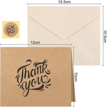 36 Pack thank you cards, thank you cards multipack with envelopes, Thank you notes for Kids,Weddings,Graduation, 36 Cream paper envelopes and 36 brown kraft cards with 40 thank you stickers