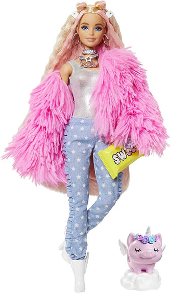 Barbie Extra - Unicorn Doll with Pink Jacket, Ideal Gift for Girls 3-9 Years Old GRN28