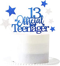 Glittery Royal Blue 13 Ofiicial Teenager Cake Topper with Star Boys and Girls 13th Birthday Party Supplies,Thirteen Years Old Birthday Party Decorations