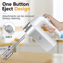 Hand Mixer Electric, 450W Kitchen Mixers with Scale Cup Storage Case, Turbo Boost/Self-Control Speed + 5 Speed + Eject Button + 5 Stainless Steel Accessories, For Easy Whipping Dough,Cream