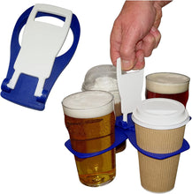 CarryAround Fold Away Cup Carrier/Caddy - Take-Out Coffee Soft Drink Pint Beer Beverage Holder, Sturdy Reusable Pocket Size, Festival Sports Gigs - Easy & safe - hot drinks, 3-4 cup position