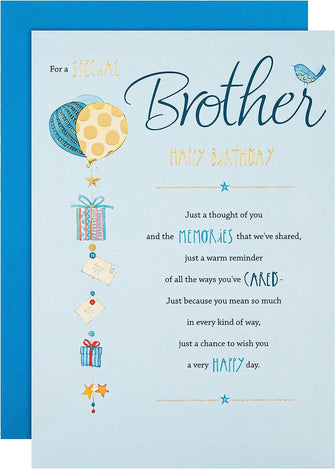 Hallmark Birthday Card for Brother - Traditional Written Verse Design