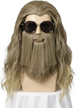 FVCENT Long Adult And Mens Costume Halloween Party + Beard Curly Cosplay Wig for Synthetic golden brown 1 Count (Pack of 1)