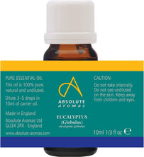 Absolute Aromas Eucalyptus Essential Oil 10ml - 100% Pure, Natural and Undiluted - an Antiseptic and Antibacterial Oil to Soothe and Clear - for use in Diffusers and Aromatherapy