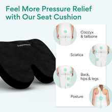 Seat Cushion - Long Lasting Comfort Premium Memory Foam Chair Cushions -- Office Chair Cushion, Car Seat Cushion, Coccyx Cushion, Tailbone and Sciatica Pain Relief, Seat Pads