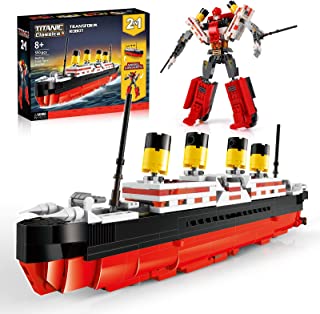 IKUPER Titanic Model Building Kit, 2 in 1 Ship& Robot Building Toys for Kids, Upgraded Educational STEM Toys, Creative Decoration Collection Gifts for Girls Boys Ages 8-14+( 550pcs )