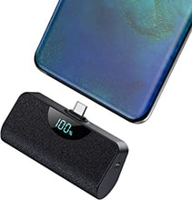 Pxwaxpy Mini Power Bank, 5200mAh USB C Portable Charger Built in Connector Battery Pack with LED Display Compatible with USB C Phones - Huawei Samsung Xiaomi OnePlus Pixel and More (Black)