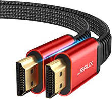 4K HDMI Cable 3M, JSAUX Flat HDMI 2.0 Cable Ultra High Speed 18Gbps Thin Lead Support 3D, UHD 4K@60Hz, 2160P, HD 1080P Video, Ethernet Compatible with Fire TV, HDTV, Apple TV, PlayStation PS4 PS3 -Red