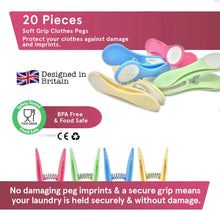 Soft Grip Clothes Pegs by Smiths (Pack of 20 - Pastels)  Laundry Pegs, Clothespins  No Damaging Peg Imprints  Strong & Secure Grip  Easy To Open  Designed In Britain  3 Year Guarantee