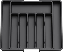 Lifewit Cutlery Drawer Organiser, Expandable Utensil Tray for Kitchen, Adjustable Silverware and Flatware Holder, Compact Plastic Storage for Spoons Forks Knives, Large, Black