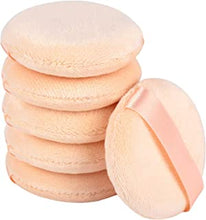 GOTH Perhk 6Pcs Cosmetic Powder Puff Loose Powder Puff Pads Soft Face Powder Puff Round Velour Puff With Ribbon Handle for Face Makeup Washable