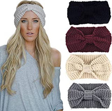 DRESHOW, 4 Pack Winter Ear Warmer Crochet Knit Turban Headband, for Womens, 100% Acrylic wool, Chunky Cable Headwrap