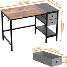 HOMIDEC Computer Desk, Office Work Desk for student and worker, Writing Desk with drawer and Headphone Hook, Laptop Table with shelves, Modern Style Desks for Bedroom, Home, Office(100x50x75cm)