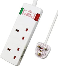 ExtraStar 2 Way Double Socket Power Mains Extension Lead 1M Metre Cable - Surge Protected British Approved 13A - White