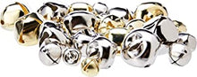 Artstraws CT2257 Jingle Bells, Gold & Silver, 7 Sizes 8 to 10mm to 25mm (50 pcs)