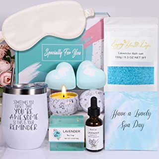 Lavender Birthday Pamper Gifts for Women, Unique Pamper Hampers for Women, Self Care Package for Her, Relaxation Spa Gifts Set Get Well Soon Gifts Pamper Box for Women Mom, Best Friends, Sister