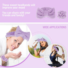 WLLHYF 3Pcs Spa Headband Wrist Washband Scrunchies Cuffs for Washing Face, Face Wash Headband Wristband Set Towel Wristbands Hair Headband Face Wash Wristband for Women Girls (purple)