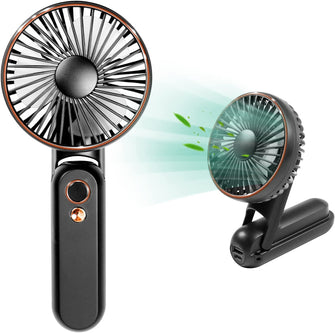 Pansdd Handheld Fan, Portable Fan with 5 Speeds&Digital Display,Foldable 3600mAh Rechargeable USB Fan with Power Bank,180Adjustable Mini Fan&Desk Fan for Outdoor,Travel, Camping,Office-Black