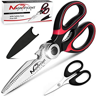 Magnificent Sharp Kitchen Scissors, Heavy Duty Scissors for Kitchen Use with Cover & Gift Stainless Steel Shears, Kitchen Scissor with Soft Grips for Meat Poultry & Herbs Cutting, Bottle & Jar Opener