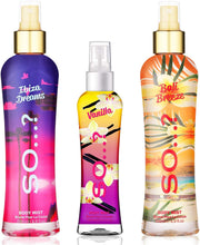 Body Mist by So Womens Bali Breeze & Ibiza Dreams (200ml), Vanilla (100ml) Body Mist Mixed Fragrance Spray Bundle (Pack of 3)