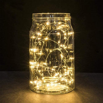 2 Pack Battery Operated 2M 20 LED Silver Wire Fairy String Lights LED Firefly Lights DIY Decoration for Bedroom Jars Christmas Wedding Party Festival Indoor Outdoor Camping - Warm White