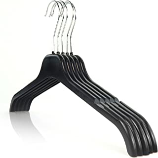 HANGERWORLD 20 Pack Strong Black Plastic Garment Coat Hangers for Clothes with Notches - All Purpose 43cm (17")