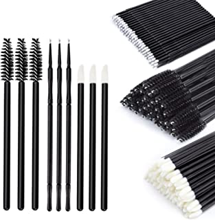 Canvalite 300 Pcs Disposable Mascara Wands Lip Wands and Micro Applicators Brushes Total, 100 Pcs eyelash Brushes + 100 Pcs Lipstick Wands + 100 Pcs Micro Makeup Brushes