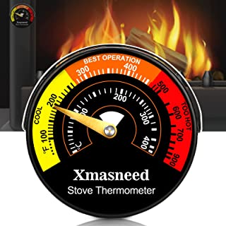 Stove Thermometer, Magnetic Log Burner Thermometer, Fireplace Temperature Monitor Gauge for Wood Log, Chimney Oven Temperature Meter, Wood Stove Accessories