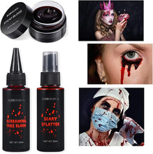 BOBISUKA Halloween Fake Blood Makeup Kit - Realistic Washable Special Effects SFX Makeup Coagulated Blood + Dripping Blood + Spray For Zombie Vampire Monster Cosplay Mouth Clothes Dress Up