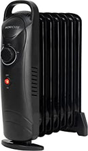 MONHOUSE 7 Fins Compact Oil Filled Radiator - Electric Heater with Adjustable Thermostat - Overheat Protection - Power Indicator Light - Easy Access Carry Handle - 700W - Black