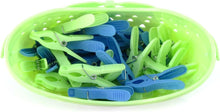 Hangerworld Plastic Peg Basket 36 Green Blue Pegs Clothes Garment Laundry Washing Line.