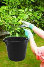 Set of 3- Plastic Builders Bucket 3 Gallon 14 Litre Water Mixing Storage Strong with Measuring Guide, Handle And Spout (Yellow, Blue, Black)
