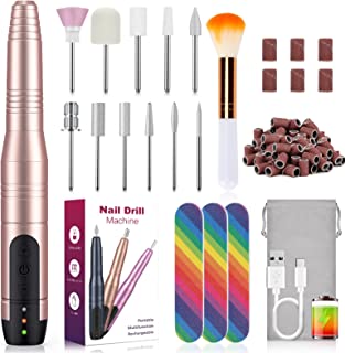 HAPAW Electric Nail Files, Cordless Rechargeable Electric Nail Drill Electric Nail Files Professional, 11 in 1 Electric Nail File Manicure Pedicure Kit Nail Drill for Acrylic Nails, Gel Nails