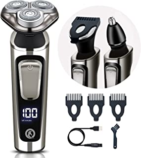 Electric Shaver for Men, Qhecomce Wet and Dry Rechargeable Cordless Men's Electric Beard Shavers 3 In 1 Waterproof Razor - USB Cable Charging